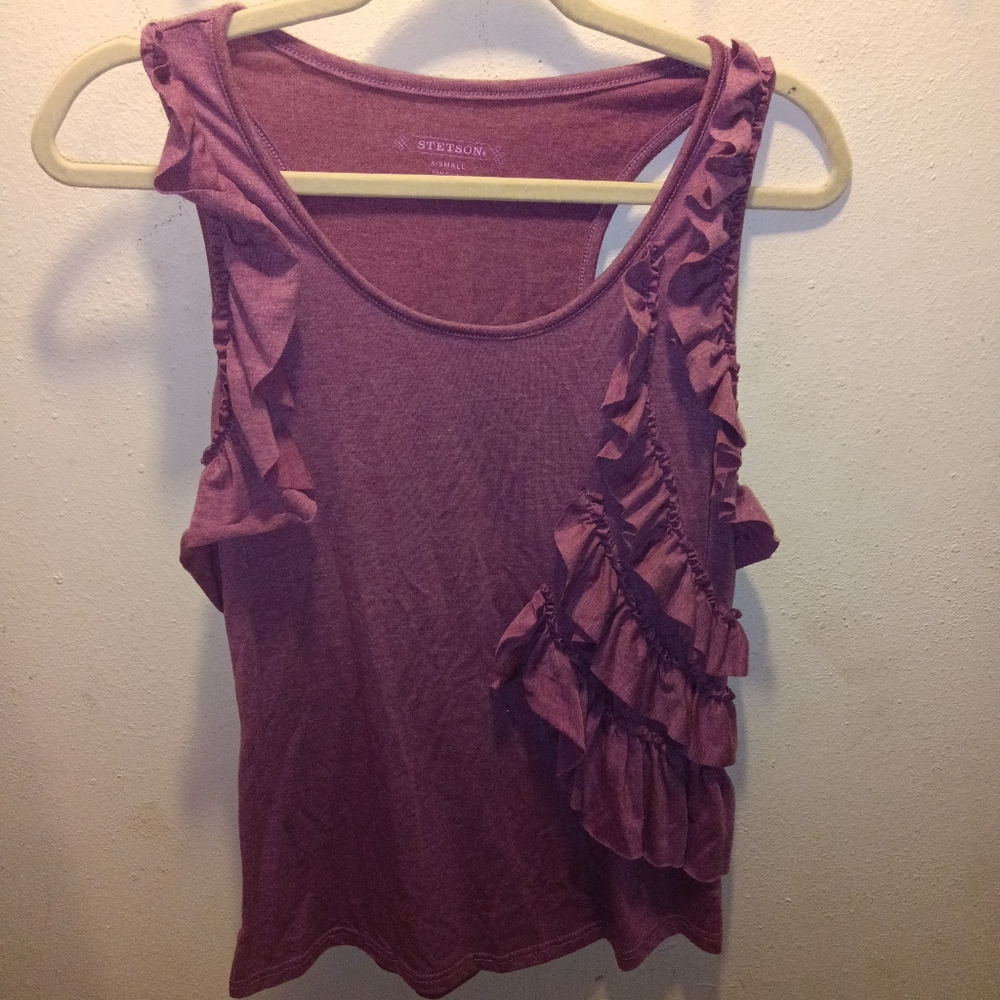 EUC Stetson Purple Ruffle Sleeveless Tank XS
